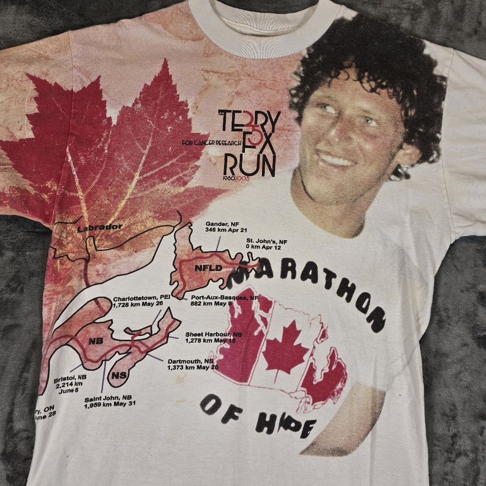 Vintage Terry Fox Marathon Of Hope 25 Years T Shirt Size Medium Fits Small - Picture 2 of 6